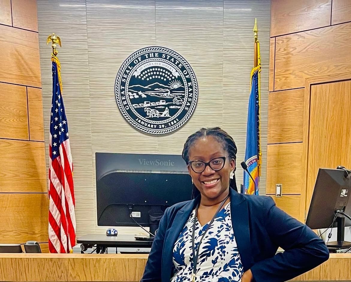 Milesha Segun in the courtroom